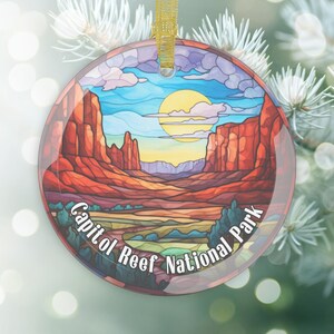 Capitol Reef National Park Glass Ornament, Faux Stained Glass Look, National Park Decor, Holiday Decor Christmas Tree Decorations Souvenir