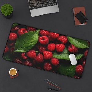 Raspberries Desk Mat, Yummy Desk Pad, Gaming Desk Mat, Desk Mat Aesthetic, Desk Accessories, Fruit Lover Decor, Artistic Desk Mat, Mouse Pad