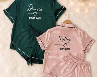 Personalised Prom 2026 Satin Pyjama Set | Custom Name Prom PJs | Prom Morning Outfit | Getting Ready Pyjamas | Prom Gift for Her