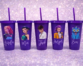 Personalised K-Pop Character Tumbler: Party Cup with Straw