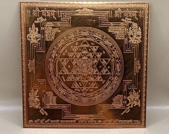 Shree Yantra puur koper: heilige geometrie voor welvaart en overvloed