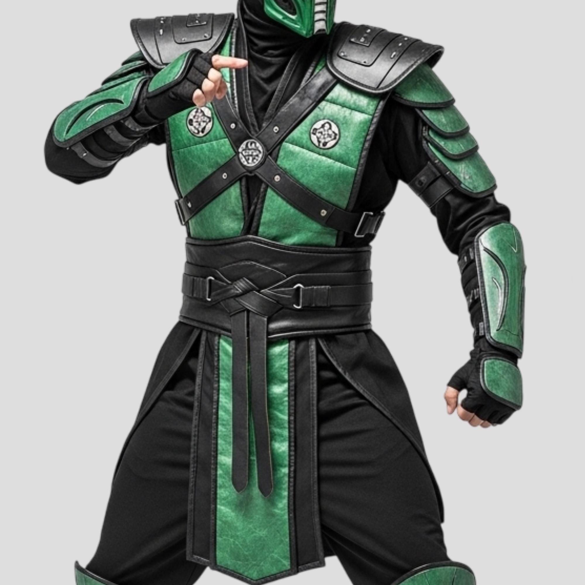 Gilet Tabard Et Ceinture Plissé Vert Mortal Kombat - Personnalisable - Multi Tailles (XS à 3XL)
