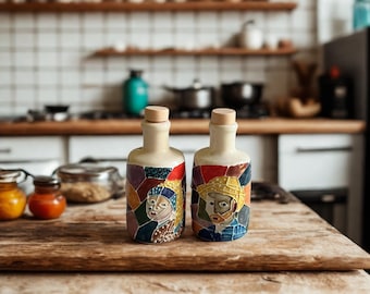 Olive Oil Gift Set: Vinegar Dispenser, Handmade Oil Bottle