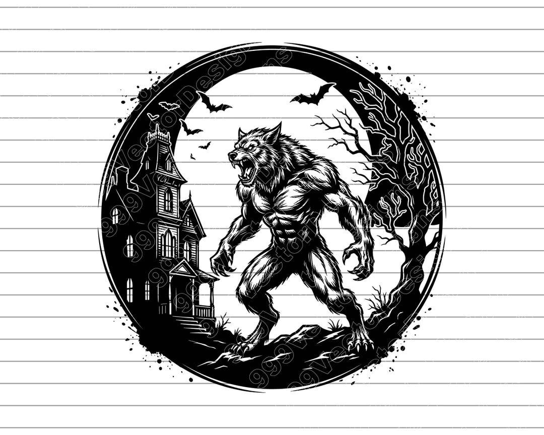 Werewolf Vector Illustration, SVG, PNG, JPG, Werewolf Art, Werewolf ...