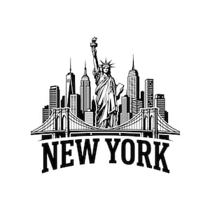 New York City Skyline Vector Illustration, Svg, Png, Jpg, NYC Skyline, City Clipart, City Silhouette, Urban Skyline Print, New York Design