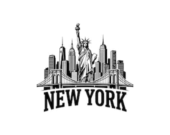 New York City Skyline Vector Illustration, Svg, Png, Jpg, NYC Skyline, City Clipart, City Silhouette, Urban Skyline Print, New York Design