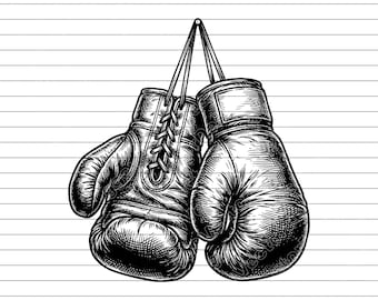 Ilustración vectorial de guantes de boxeo, SVG, PNG, JPG, arte de boxeo, clipart de guantes, silueta de luchador, impresión deportiva, diseño de fitness, diseño de Cricut