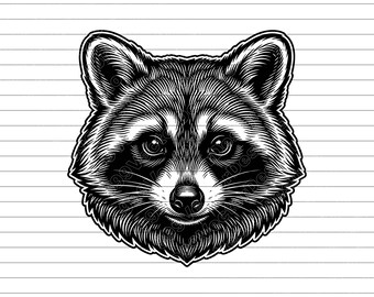 Raccoon Head Emblem Vector Illustration, SVG, PNG, JPG, Raccoon, Raccoon Clipart, Raccoon Silhouette, Animal Emblem, Wildlife Design, Cricut