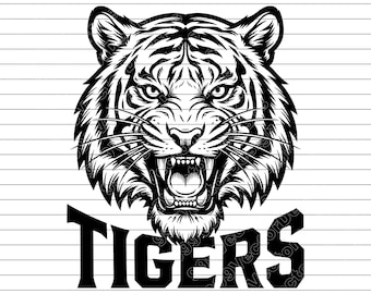 Tigers Team Mascot Vector Illustration, SVG, PNG, JPG, Logo, Sports Mascot Clipart, Silhouette, Baseball Basketball Football Soccer Design