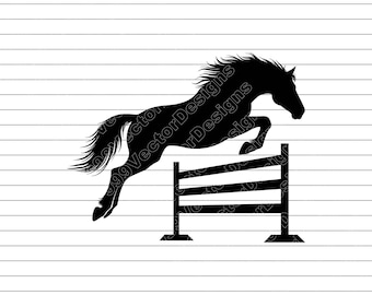 Jumping Horse SVG PNG: Equestrian Silhouette Illustration (Digital Download)