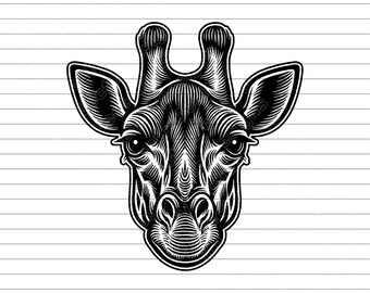 Giraffe Head Emblem Vector Illustration, SVG, PNG, JPG, Giraffe, Giraffe Clipart, Giraffe Silhouette, Wildlife Design, Animal Emblem, Cricut
