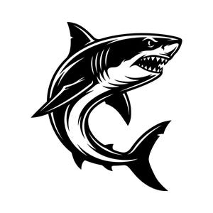 Great White Shark Vector Illustration, SVG, PNG, JPG, Shark Art, Shark Clipart, Shark Silhouette, Ocean Predator Design, Marine Life Print