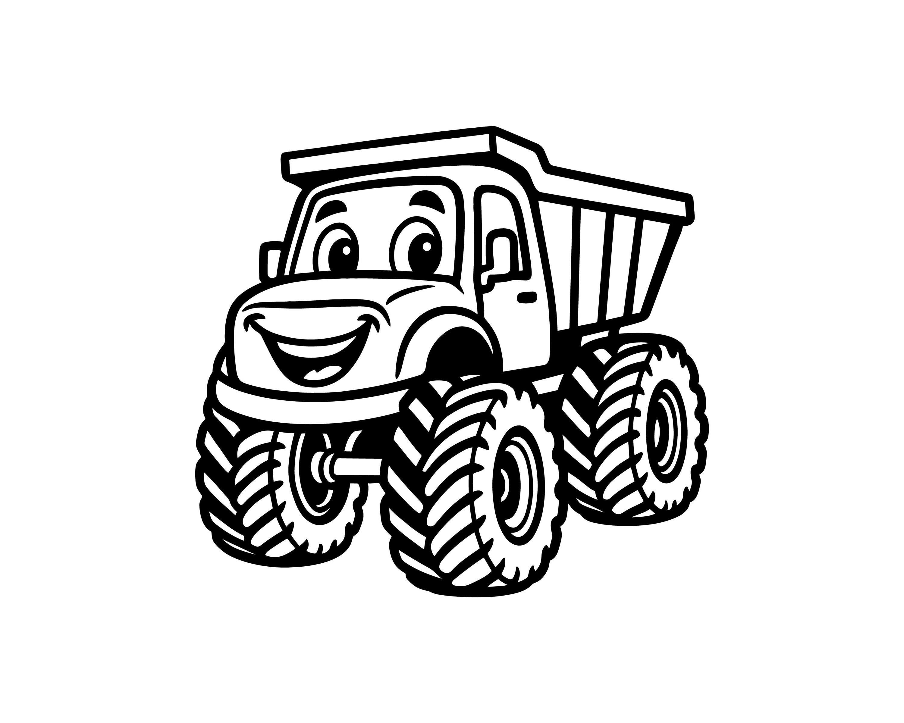Dump Truck Vector Illustration, SVG, PNG, JPG, Dump Truck Art, Dump Truck Clipart, Truck Silhouette, Cartoon Dump Truck, Construction Truck