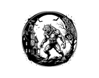 Werewolf Vector Illustration, SVG, PNG, JPG, Werewolf Art, Werewolf Clipart, Werewolf Silhouette, Wolf Monster Design, Horror Wolf, Cricut