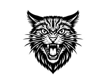 Hissing Cat Vector Illustration: SVG, PNG, JPG