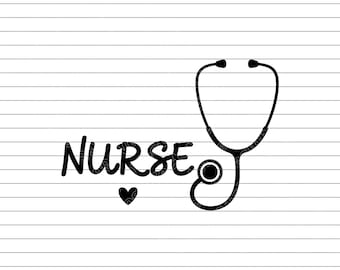Nurse Stethoscope Vector Illustration, SVG, PNG, JPG, Nurse Art, Medical Clipart, Stethoscope Silhouette, Heart Stethoscope, Doctor Design