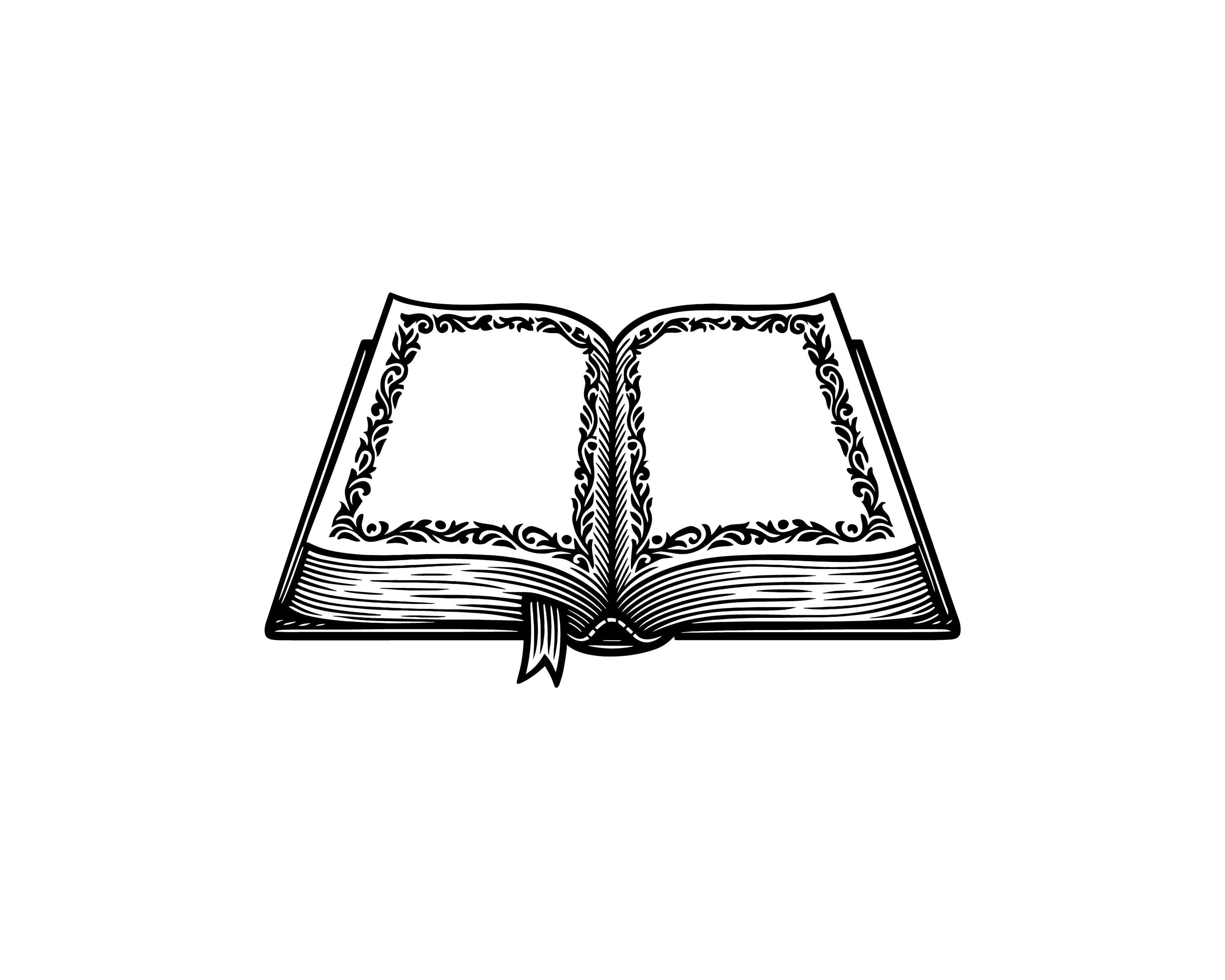 Open Book Vector Illustration: SVG, PNG, JPG (Digital Download)