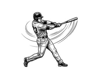 Ilustración vectorial de jugador de béisbol, SVG, PNG, JPG, béisbol, imágenes prediseñadas de béisbol, silueta de béisbol, diseño de jugador deportivo, atleta Cricut
