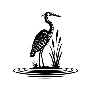 Ilustracja wektorowa czapli, SVG, PNG, JPG, czapla svg, Klipart czapli, sylwetka czapli, projekt ptaka brodzącego, ptak, czapla stojąca, czapla w locie