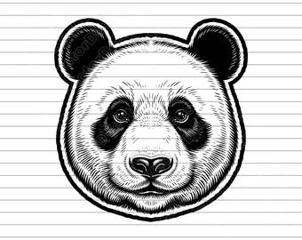 Panda Head Vector Illustration, SVG, PNG, JPG, Panda Emblem, Panda Art, Panda Clipart, Panda Silhouette, Panda Design, Panda Cricut Design