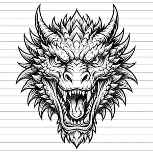 Dragon Roaring Vector Illustration, SVG, PNG, JPG, Dragon Art, Dragon Clipart, Dragon Silhouette, Fantasy Creature, Fire Dragon, Cricut