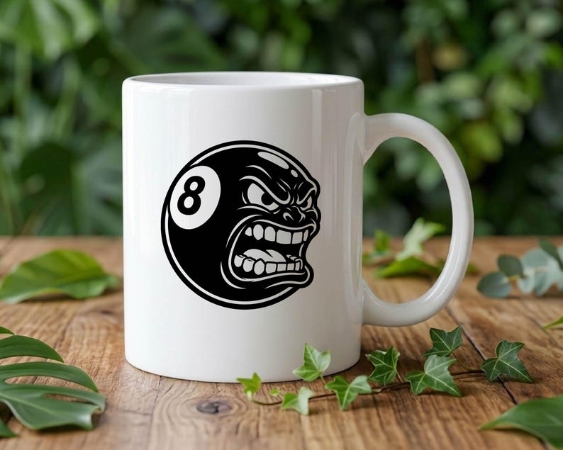 Angry Billiard 8 Ball Vector Illustration, SVG, PNG, JPG, Billiard Ball ...
