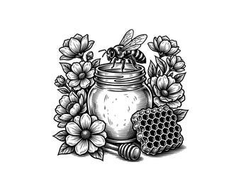 Honey Bee Vector Illustration, SVG, PNG, JPG, Bumble Bee Art, Bee Clipart, Bee Silhouette, Pollinator Design, Nature Insect, Cricut Design