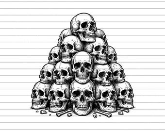 Pile of Skulls Vector Illustration, SVG, PNG, JPG, Skull Art, Skulls Clipart, Skulls Silhouette, Gothic Design, Horror Skull, Cricut Design