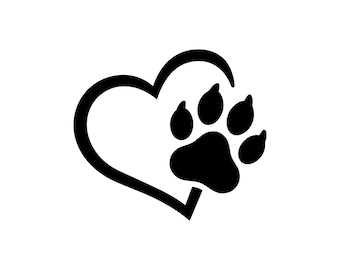 Dog Paw Heart Vector Art: SVG, PNG, JPG (Digital Download)
