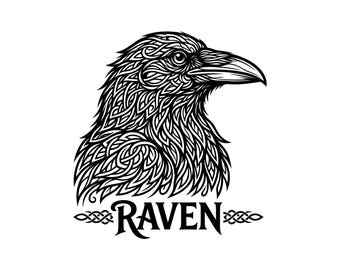 Celtic Raven Vector Illustration, SVG, PNG, JPG, Celtic Raven Art, Raven Clipart, Raven Silhouette, Norse Raven Design, Mystic Raven, Cricut