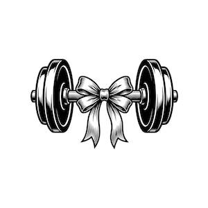 Dumbbell with Ribbon Vector Illustration, SVG, PNG, JPG, Fitness Art, Gym Clipart, Dumbbell Silhouette, Workout Design, Weightlifting Art