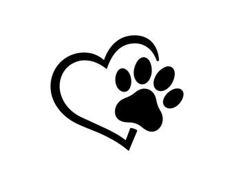 Cat paw with heart vector illustration, svg, png, jpg, art, clipart, silhouette, kitten paw, cute cat, pet design, cricut