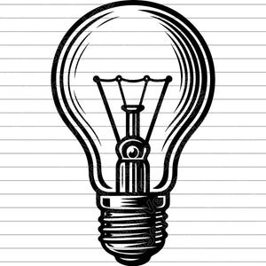 Light Bulb Vector Illustration: SVG, PNG, JPG (Digital Download)