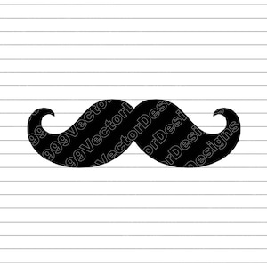 Moustache Vector Illustration: SVG, PNG, Clipart (Digital Download)