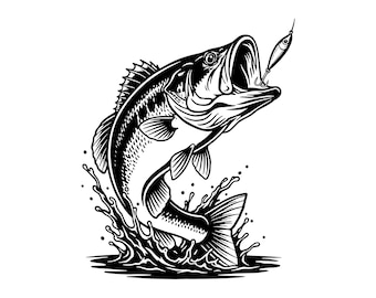 Bass Fishing Vector Art: Largemouth Bass SVG, PNG, JPG