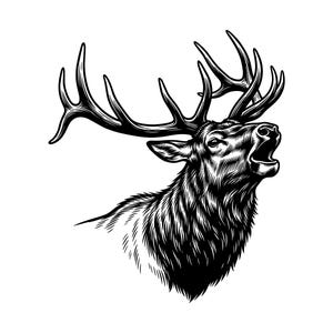 Elk Bugling Blast Vector Illustration, SVG, PNG, JPG, Art wapiti, Clipart wapiti, Silhouette wapiti, Bugling wapiti, design animalier, wapiti Cricut Design