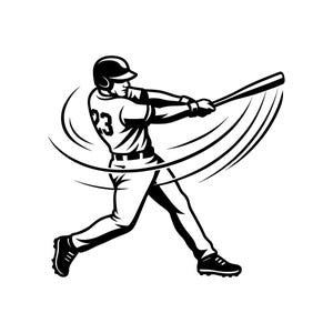 Vektorillustration för basebollspelare, SVG, PNG, JPG, baseboll, basebollclipart, basebollsilhuett, sportspelaredesign, atletisk figur