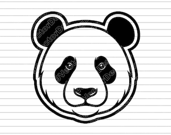 Panda Head Vector Illustration, SVG, PNG, JPG, Panda Emblem, Panda Art, Panda Clipart, Panda Silhouette, Panda Design, Panda Emblem Cricut