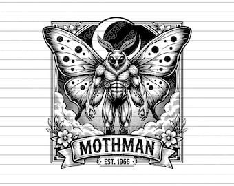 Mothman Vector Illustration, SVG, PNG, JPG, Mothman Art, Cryptid Clipart, Mothman Silhouette, Creepy Creature, Urban Legend Design, Cricut