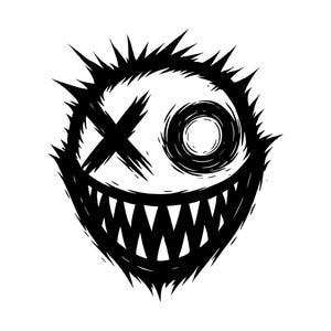 Böses Smiley Gesicht Vektor-Illustration, PNG, JPG, Smiley Gesicht, Böses Gesicht Clipart, Grinsendes Gesicht Silhouette, Gruseliger Smiley, Horror Design