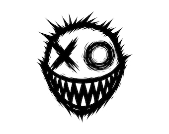 Evil Smiley Face Vector Illustration, SVG, PNG, JPG, Smiley Face, Evil Face Clipart, Grinning Face Silhouette, Creepy Smiley, Horror Design