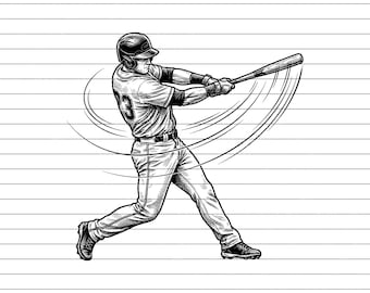 Baseball Player Vector Illustration, SVG, PNG, JPG, Baseball, Baseball Clipart, Baseball Silhouette, Sports Player Design, Athlete Cricut