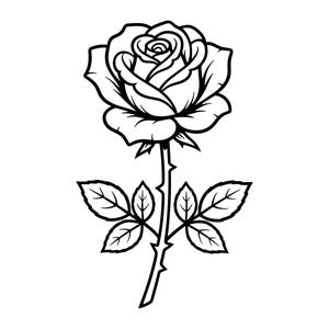 Single Rose Flower Vector Illustration, SVG, PNG, JPG, Rose Flower Art, Rose Clipart, Rose Silhouette, Floral Design, Botanical Rose, Cricut