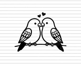 Love Birds Vector Illustration, SVG, PNG, JPG, Birds Clipart, Romantic Birds Art, Birds Silhouette, Cute Birds Design, Couple Birds, Cricut