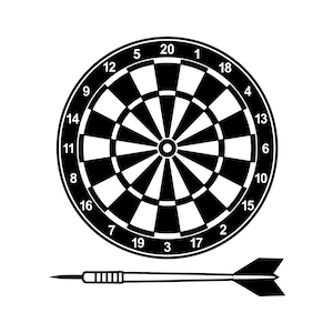Dartboard With Dart Vector Illustration, SVG, PNG, JPG, Dartboard Art, Dart Clipart, Dartboard Silhouette, Bullseye Design, Game Lover
