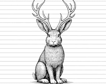 Jackalope Vector Illustration: Mythical Clipart SVG PNG JPG