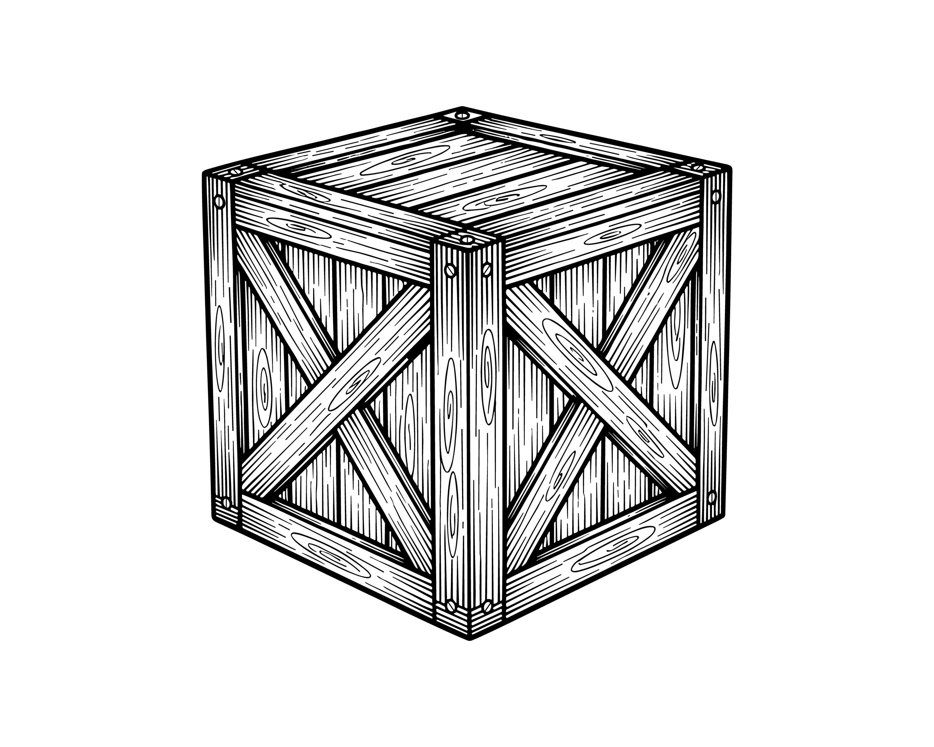 Rusty Box Vector Wooden Crate Vector Illustration, SVG, PNG, JPG, Rustic Crate Art ...