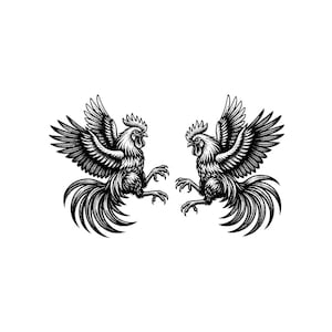 Ilustración vectorial de pelea de gallos, SVG, PNG, JPG, pelea de gallos, imágenes prediseñadas de pelea de gallos, silueta de pelea de gallos, gallo de pelea, Cricut