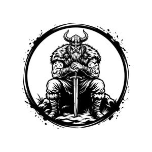 Viking Warrior vectorillustratie, SVG, PNG, JPG, Viking Art, Warrior Clipart, Viking Silhouette, Noors design, Nordic Warrior, Cricut