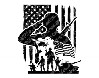 USA Military Flag Vector Illustration, Svg, Png, Jpg, Patriotic Military, Army Clipart, Military Silhouette, Veteran Design, USA Army Print